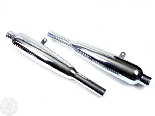 70-4118/9 Chrome Silencers (Pair) - Triumph Duplex 6T/TR6/T120 1960-62